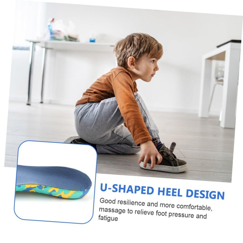 Healeved Camouflage Blue Full Length Arch Support Insoles For Boys Flat Feet Anti Skid Corrective Cushion Size 29 31 - Image 4