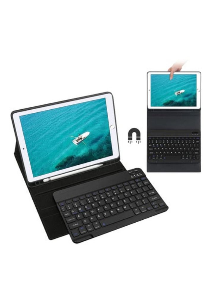 ACLIX IPad 9th Gen 2021 10.2 10.5 Inch Wireless Detachable Bluetooth Keyboard Leather Smart Folio Cover Auto Wake Sleep Black - Image 1