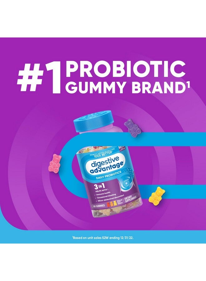 Digestive Advantage Daily Probiotic Gummies for Digestive Health, Gut Health & Immune Support, Probiotics for Men and Women (80ct) - Delicious Natural Fruit Flavor* (Pack of 2) - Image 4