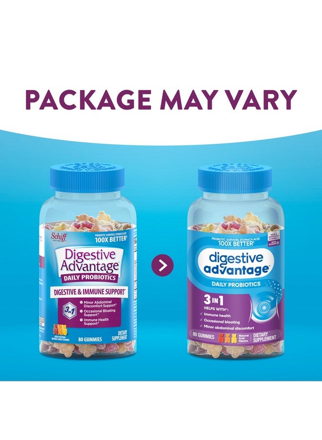 Digestive Advantage Daily Probiotic Gummies for Digestive Health, Gut Health & Immune Support, Probiotics for Men and Women (80ct) - Delicious Natural Fruit Flavor* (Pack of 2) - Image 2