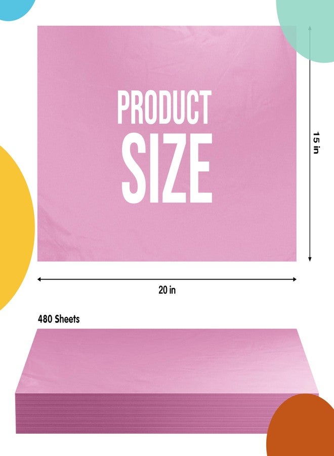 Crown Display Pink Tissue Paper for Gift Bags - 15" X 20" Bulk Tissue Paper Pink 480 Sheets - 10lb Newsprint for Packing, Birthday Gift Box Filler, Packing Supplies for Moving Supplies Crown Display - Image 2