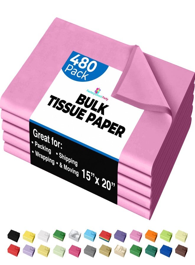 Crown Display Pink Tissue Paper for Gift Bags - 15" X 20" Bulk Tissue Paper Pink 480 Sheets - 10lb Newsprint for Packing, Birthday Gift Box Filler, Packing Supplies for Moving Supplies Crown Display - Image 1