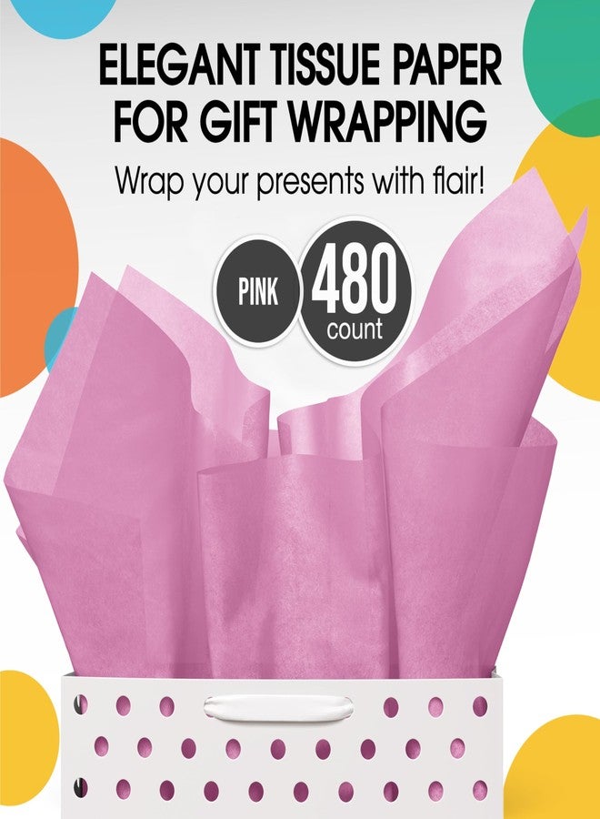 Crown Display Pink Tissue Paper for Gift Bags - 15" X 20" Bulk Tissue Paper Pink 480 Sheets - 10lb Newsprint for Packing, Birthday Gift Box Filler, Packing Supplies for Moving Supplies Crown Display - Image 4