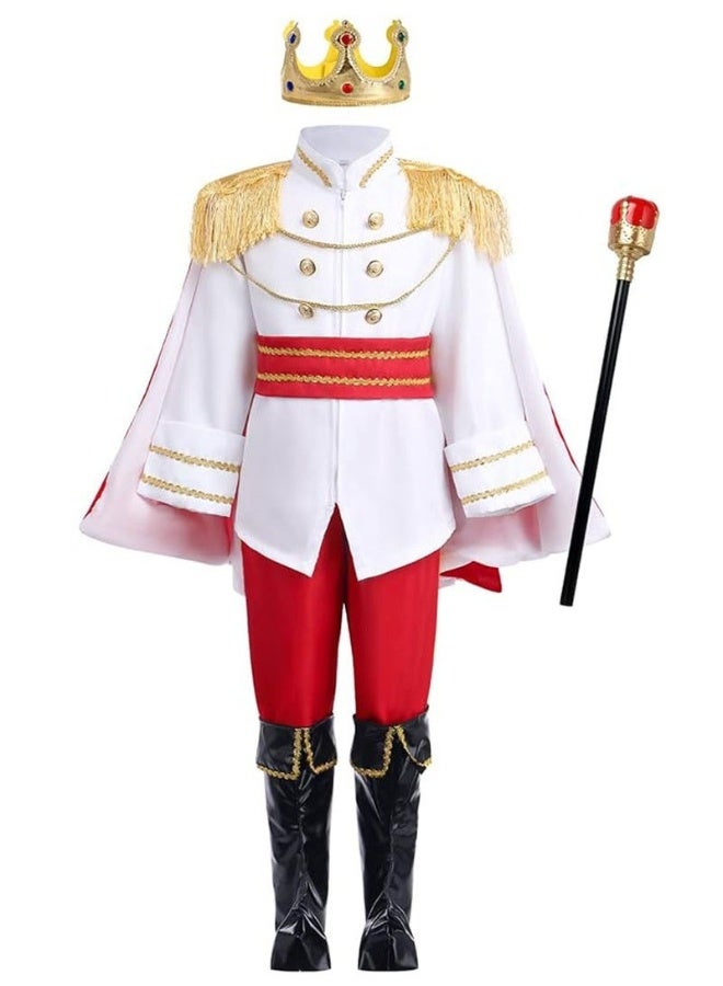 Beauenty Prince Charming Costume for Toddler Kid Medieval Royal Prince Jacket Pants Crown Dress Up Party Outfit  - Image 1