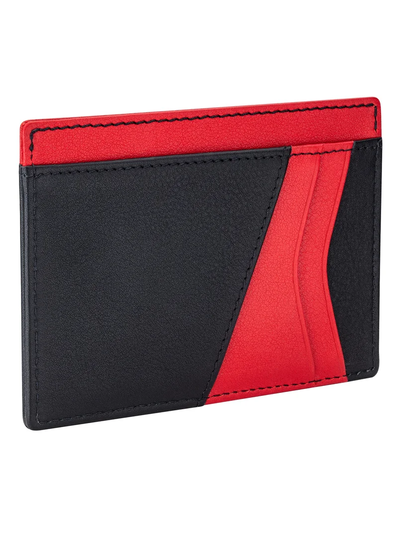 دوكاتي كورس DUCATI CORSE Modena Men's Genuine Red/ Black Leather Card Case - DTLUG2000103