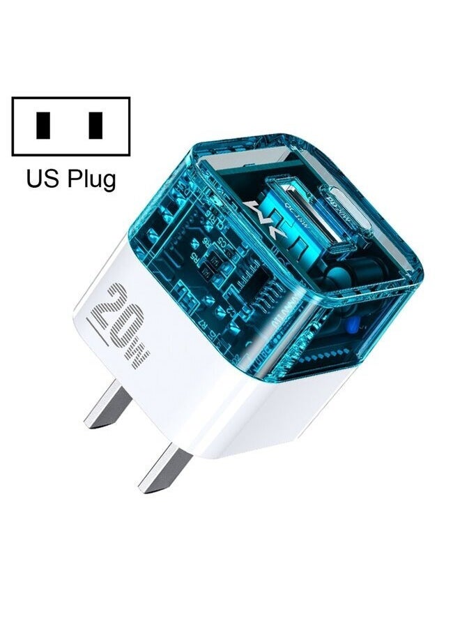 WEKOME - 20W USB+USB-C/Type-C Dual Port Transparent Charger, Specifications: US Plug - Image 1