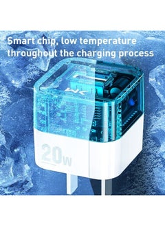 WEKOME 20W USB+USB-C/Type-C Dual Port Transparent Charger, Specifications: US Plug  - Image 5