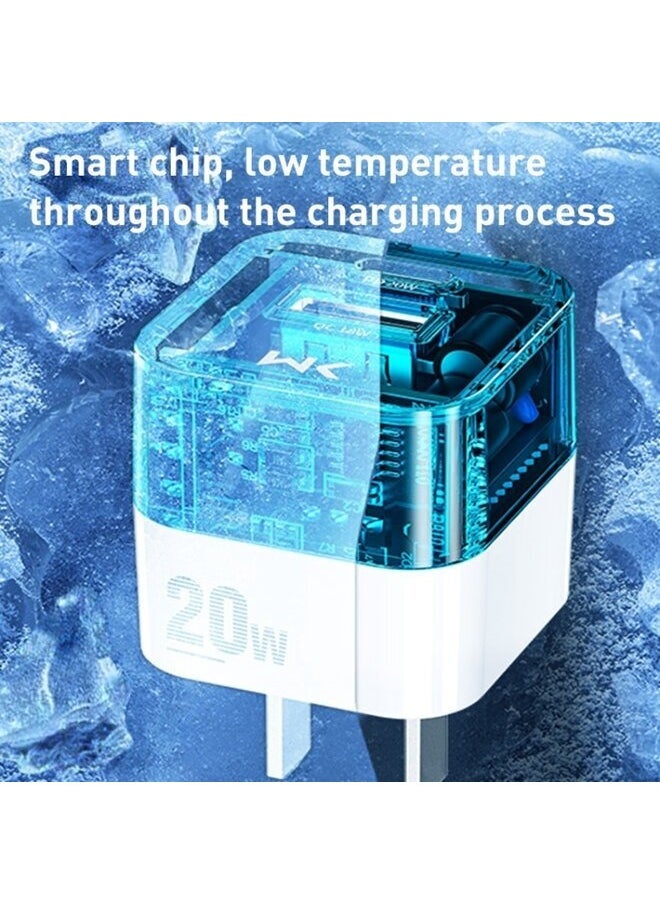 WEKOME - 20W USB+USB-C/Type-C Dual Port Transparent Charger, Specifications: US Plug - Image 1