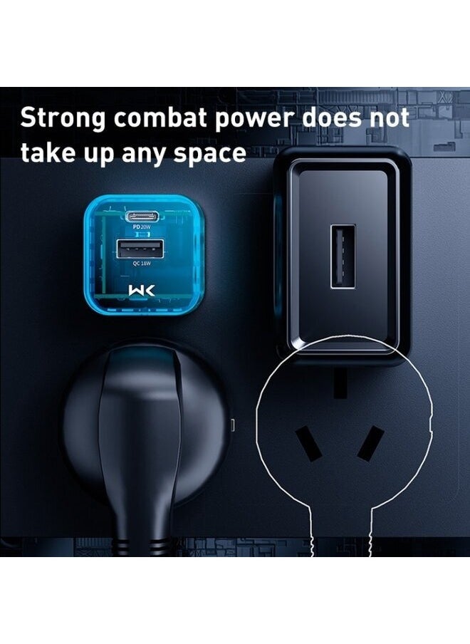 WEKOME - 20W USB+USB-C/Type-C Dual Port Transparent Charger, Specifications: US Plug - Image 1