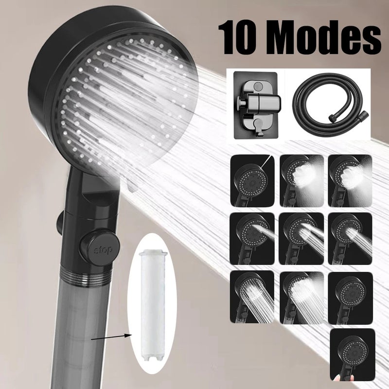 10 Spray Filtered Shower Head Handheld High Pressure Water Saving - Image 2