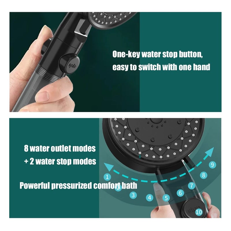 10 Spray Filtered Shower Head Handheld High Pressure Water Saving - Image 4