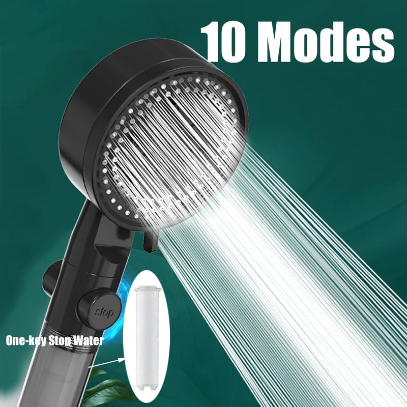 10 Spray Filtered Shower Head Handheld High Pressure Water Saving - Image 1
