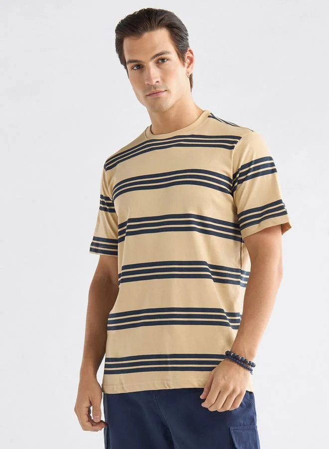 Splash FAV Striped T-shirt with Crew Neck and Short Sleeves