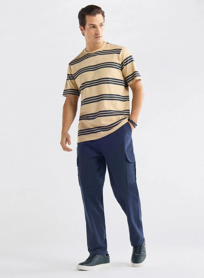 Splash FAV Striped T-shirt with Crew Neck and Short Sleeves