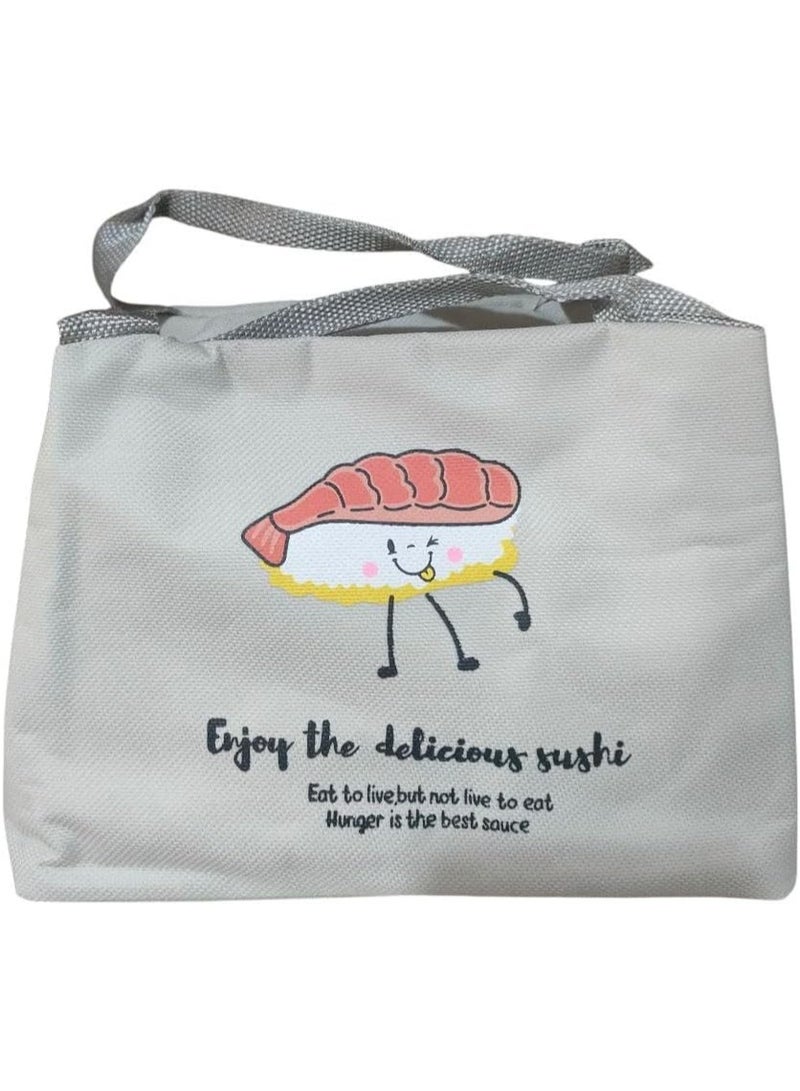 Spaceshoop Cute Cartoon Lunch Bags for Kids Reusable Insulated Lunch Box nurse student office worker lunch tote bag (Grey)  - Image 1