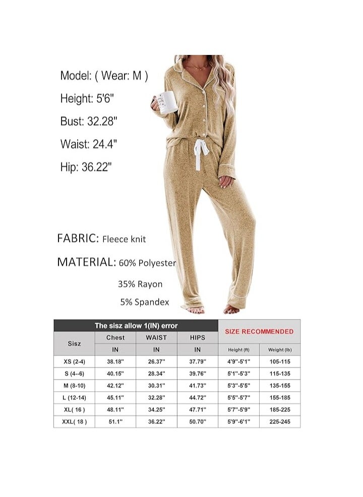 Generic - Women's Pajama Sets Long Sleeve Button Down Sleepwear Nightwear Soft Pjs Lounge Sets - Image 1