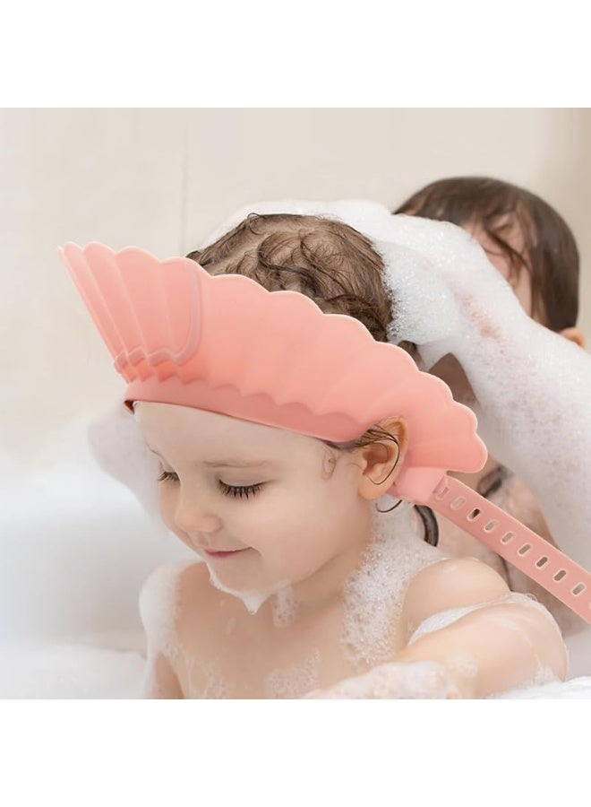 UMUACCAN Baby Shower Cap, Pink Bathing Cap Bath Hat Bathing Safe Silicone Protection, Soft Adjustable Visor Hat for Protector Head Eye Ear  - Image 2