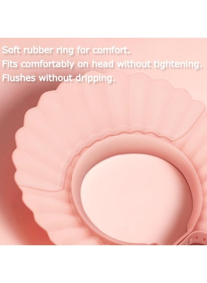 UMUACCAN Baby Shower Cap, Pink Bathing Cap Bath Hat Bathing Safe Silicone Protection, Soft Adjustable Visor Hat for Protector Head Eye Ear  - Image 4