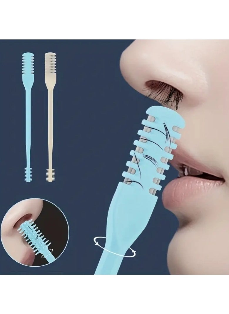 ORiTi 2 Pcs Double-Sided Nose Hair Trimmer – Portable Manual 360° Rotating Nostril Cleaning Tool for Men and Women, Washable & Reusable  - Image 1