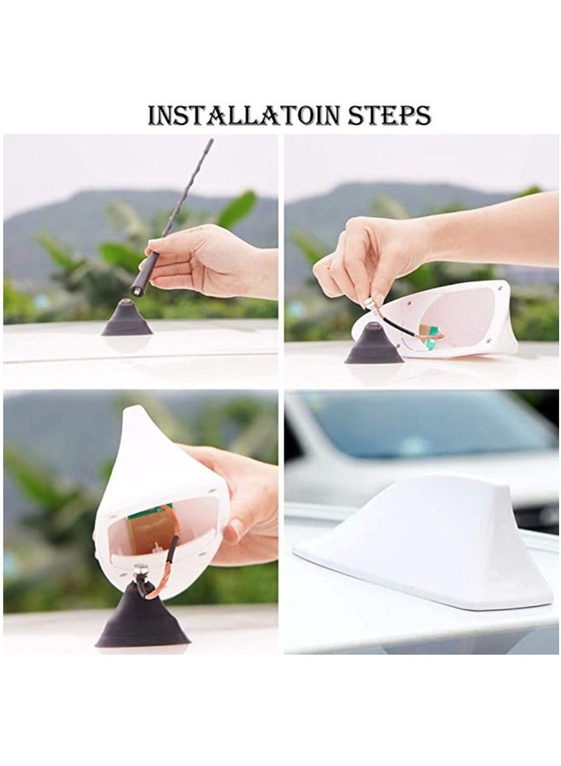 Generic Shark Fin Roof Antenna Aerial FM/AM Radio Signal Decoration Car Trim Universal White  - Image 2