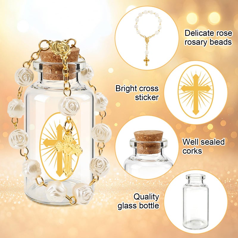 Nlicrst 36 Sets Holy Water Bottle for Baptism Favors Guests, with Catholic Holy Water Container Rosary Beads Cross & Organza Bag for Church Christening First Communion Gifts Jerusalem Wedding (20 ml) - Image 4