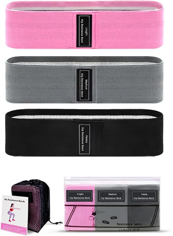 ECVV 3Pcs Exercise Resistance Bands for Legs and Butt Fabric Exercise Loop Bands Gym Fitness Yoga Strap Non Slip 3 Resistance Level Workout Bands for Women Men - Image 1