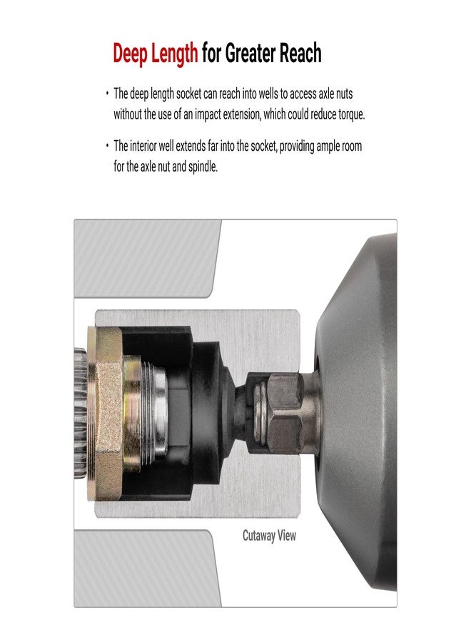 TEKTON 1/2 Inch Drive Deep 6-Point Axle Nut Impact Socket Set with Case, 7-Piece (29-38 mm) | SID92340 - Image 4
