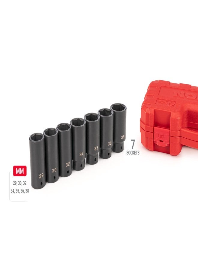 TEKTON 1/2 Inch Drive Deep 6-Point Axle Nut Impact Socket Set with Case, 7-Piece (29-38 mm) | SID92340 - Image 2