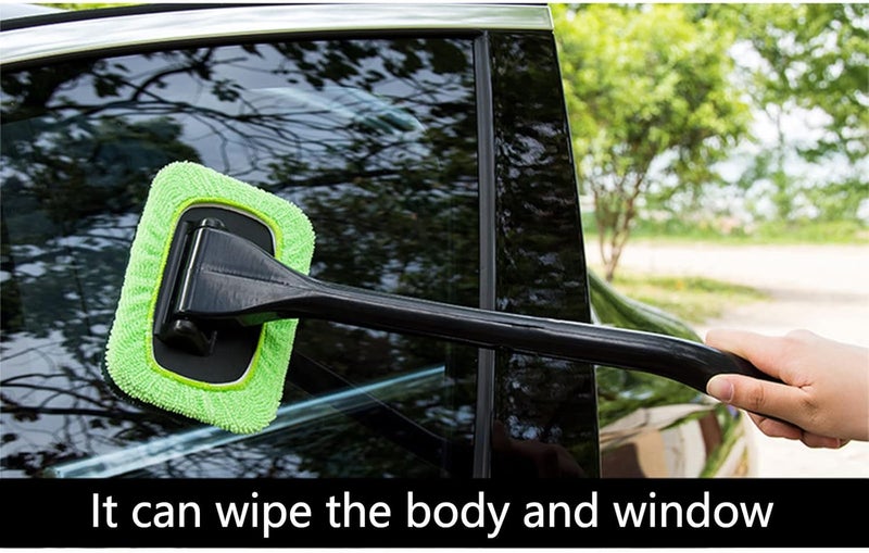 klarako Microfiber Windshield Cleaner Tool, Reusable and Washable Microfiber Wiper, Windshield Cleaning Brushes with Detachable Handle, Window Windscreen Cleaning Towel (Green) - Image 5