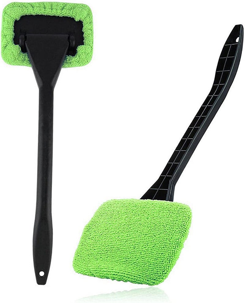 klarako Microfiber Windshield Cleaner Tool, Reusable and Washable Microfiber Wiper, Windshield Cleaning Brushes with Detachable Handle, Window Windscreen Cleaning Towel (Green) - Image 1