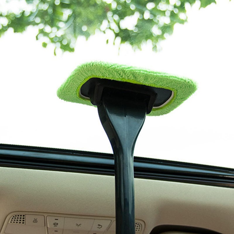 klarako Microfiber Windshield Cleaner Tool, Reusable and Washable Microfiber Wiper, Windshield Cleaning Brushes with Detachable Handle, Window Windscreen Cleaning Towel (Green) - Image 2