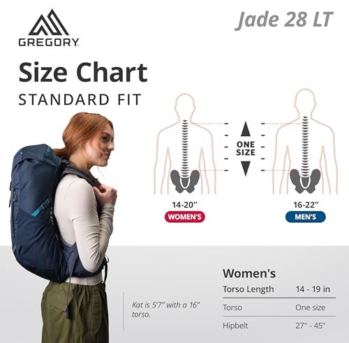 Gregory Jade 28L Women's Day Hiking Backpack, Ventilated Backpanel, Built-In Hydration Attachment for Bladder (Reservoir Not Included), Plus Size, Midnight Navy - Image 3
