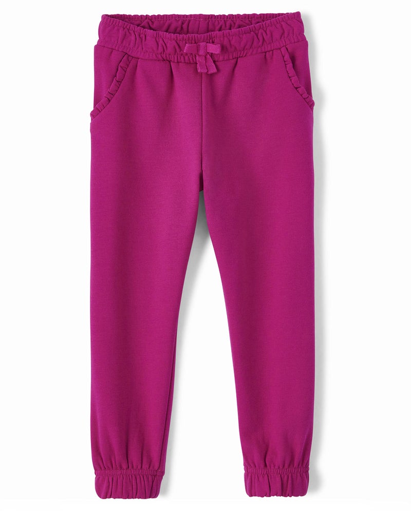 Gymboree Girls and Toddler Fleece Jogger Sweatpants, Magic Magenta, 3T - Image 1