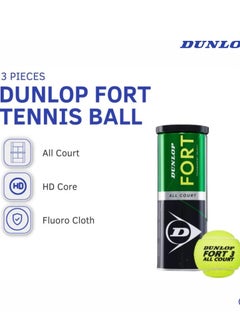 DUNLOP Dunlop Fort All Court Tennis Balls, Set of 3 Piece per can  - Image 4