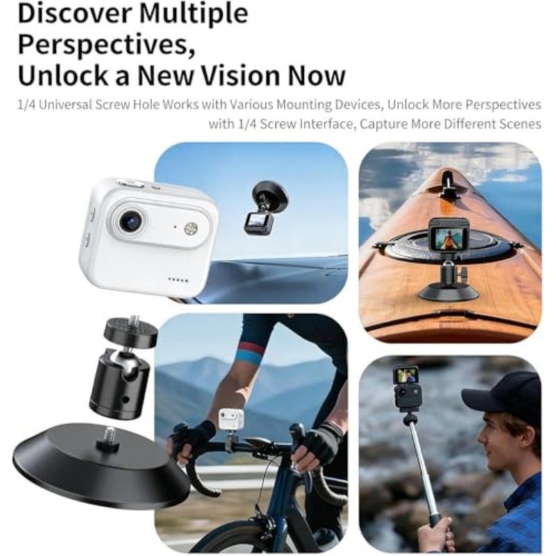 4K Action Camera with Flip Screen, 360° Panoramic WiFi Sports Camera for Vlogging, Anti-Shake POV Cam for Cycling and Moto, 800mAh Battery, Waterproof Case Compatible White - Image 3