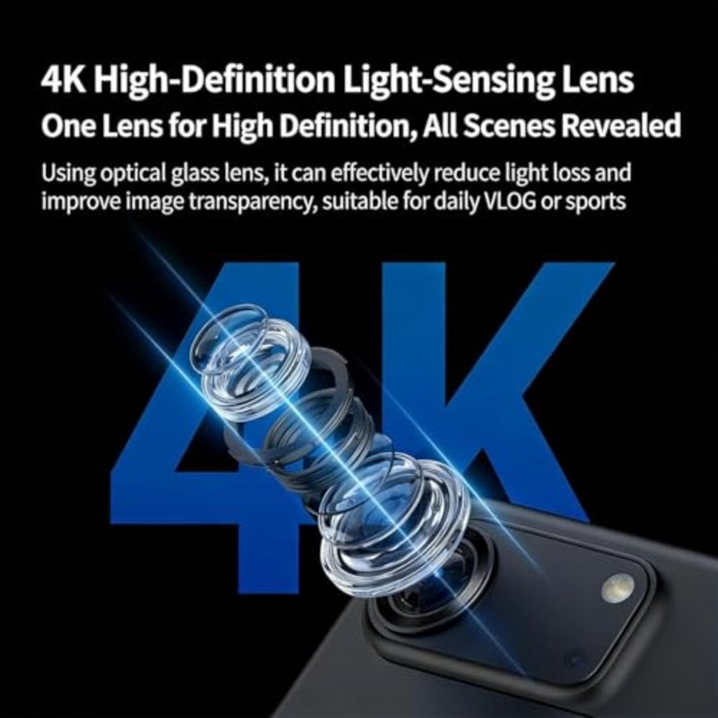 4K Action Camera with Flip Screen, 360° Panoramic WiFi Sports Camera for Vlogging, Anti-Shake POV Cam for Cycling and Moto, 800mAh Battery, Waterproof Case Compatible White - Image 5