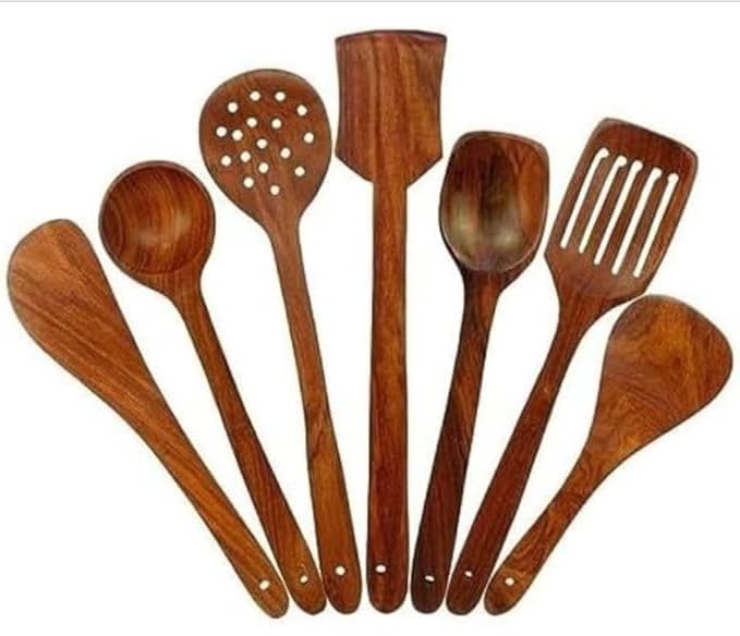 Kundi Handmade Wooden Non-Stick Serving and Cooking Spoon (Set of 7) - 90 Cm - Image 5