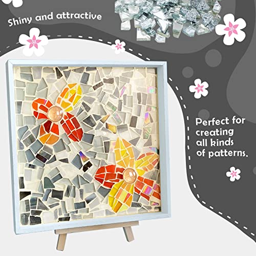 LITMIND Silver Mixed Irregular Glass Scraps Mosaic Tiles for Art Crafts, 9oz Value Pack Mosaic Making Supplies, Mosaic Kits for Adults - Image 3