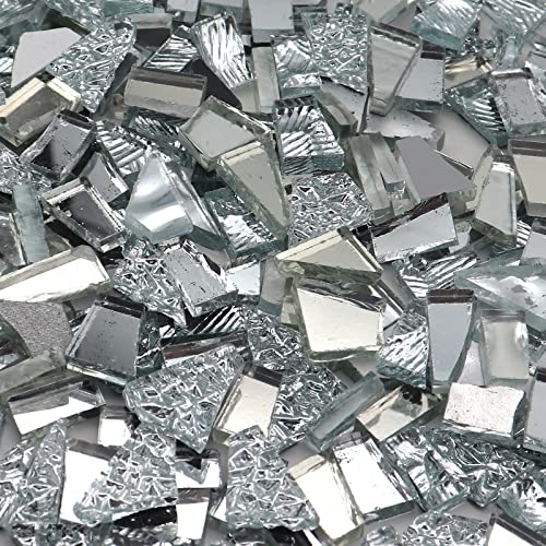 LITMIND Silver Mixed Irregular Glass Scraps Mosaic Tiles for Art Crafts, 9oz Value Pack Mosaic Making Supplies, Mosaic Kits for Adults - Image 2