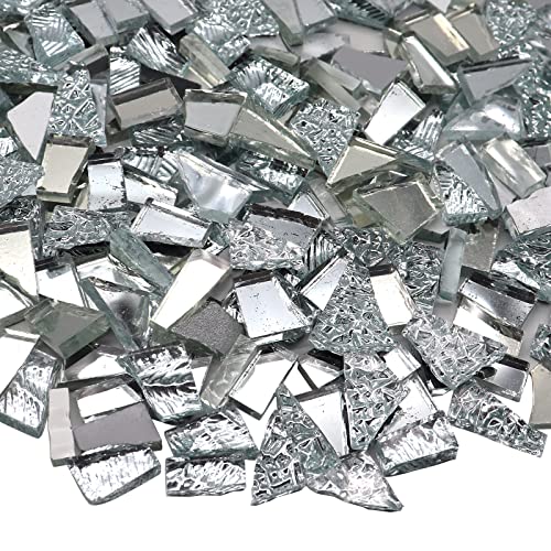 LITMIND Silver Mixed Irregular Glass Scraps Mosaic Tiles for Art Crafts, 9oz Value Pack Mosaic Making Supplies, Mosaic Kits for Adults - Image 1