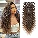 FLUFYMOOZ 9PCS Clip in Hair Extensions 22 Inch Curly Hair Extension Long Soft Synthetic Hairpieces for Women (Dark Brown to Caramel Brown) - Image 2