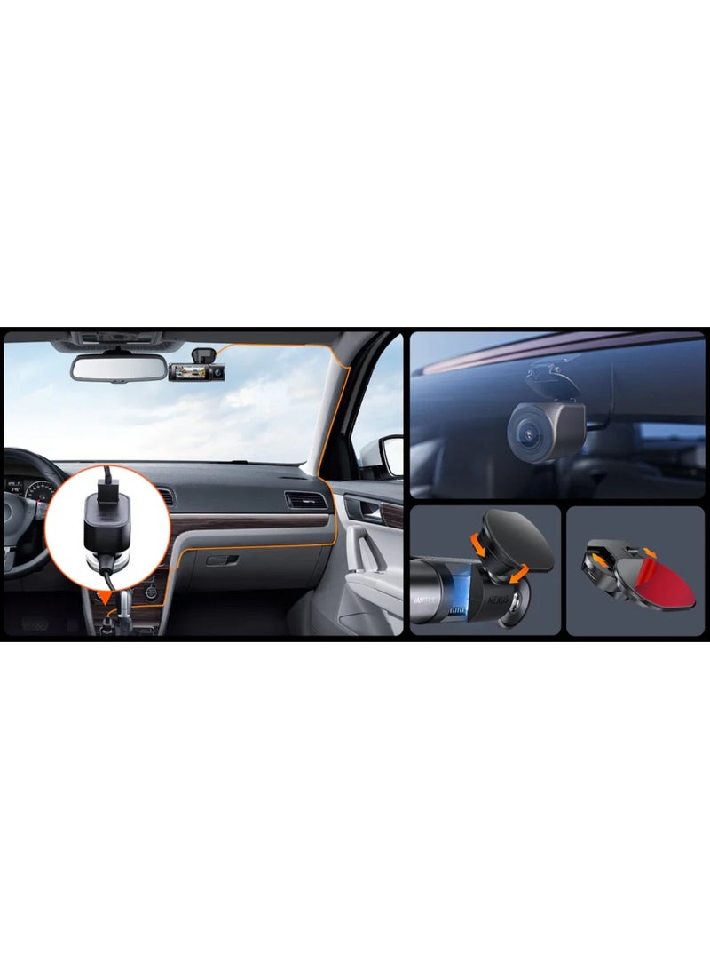 فانترو N4 PRO S | ثلاثة قنوات | أمامية 4K + داخلية 1018 + خلفية 2.5K | حساس سوني ستارفس 2 | HDR | تحكم بالصوت | شاشة 3.19 بوصة - Image 5