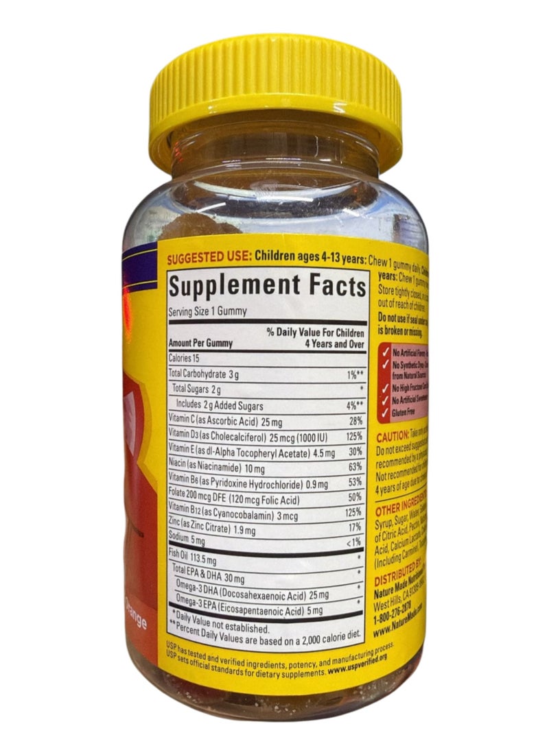 Nature Made Kids First Multivitamin with Omega-3, Kids Vitamins and Minerals for Nutritional Support, 70 Kids Multivitamin Gummies - Image 5