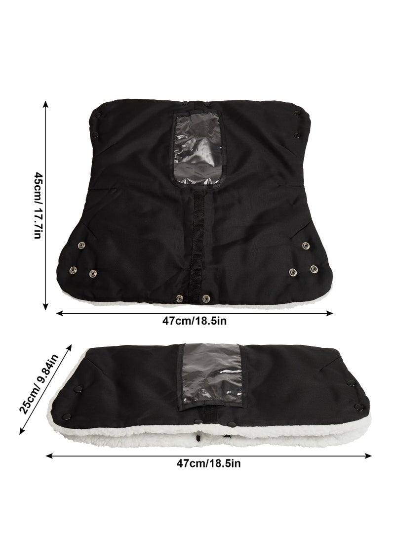 Excefore Stroller Hand Gloves, Baby Stroller Gloves Thick AntiFreeze Mittens Hand Warmer, Universal Warm Winter Gloves Water Repellent Pram Hand Gloves With Touch Screen Phone Bag For Cold Weather, Black - Image 3