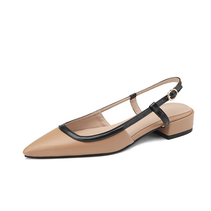Color Block Pointed Toe Low Heel Large Size Women'S Shoes Closed Toe Back Empty Sandals 765 - Image 2