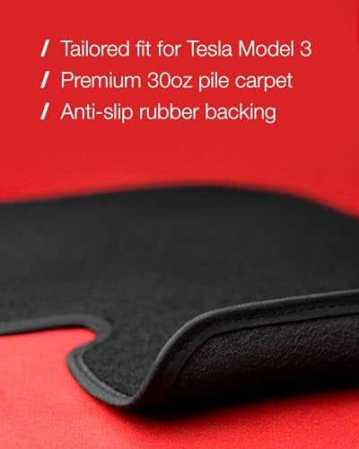 Nordstrand Floor Mats for Tesla Model 3 2023-2017 - Custom 3D Fit - 1st & 2nd Row - Set of 3 - Nylon Anti-Slip Backing - 30oz Heavy Duty Carpet Mat - All Weather Car Liner Floormats - Image 2