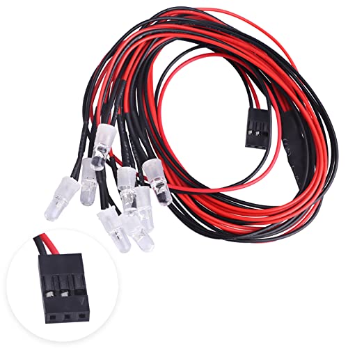 HobbyPark 4 LEDs RC Car Light Headlights Taillight Kit Accessories for Traxxas Slash 4X4 2WD Rustler VXL 4Tec 2.0 Arrma HSP Tamiya Redcat RC4WD Axial SCX10 Truck Tank Crawler(2 Red +2 White) - Image 4