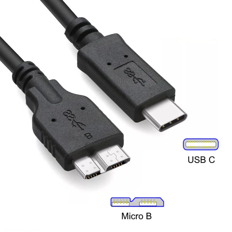 ienza 3FT External Hard Drive Cord to USB C for Western Digital WD My Passport, Seagate, Toshiba Canvio, LaCie, etc, Compatible with iPhone 15, PC, Mac, Samsung, LG, Moto, Pixel & Other USB-C Devices - Image 2