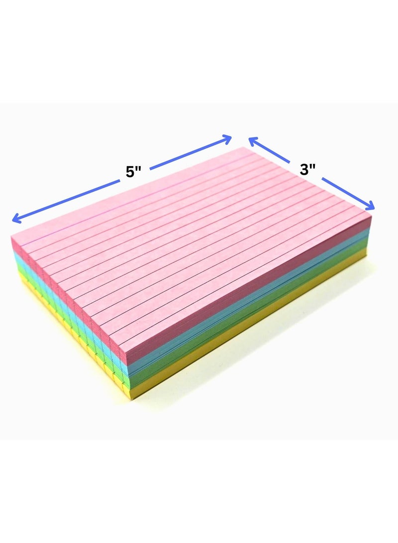 Ruled index card 5” x 3”, 240GSM, (Pack of 3) 100 Pack Color Lined Record Cards for Office School Note making, List Making, Revision Flash Cards - Image 2