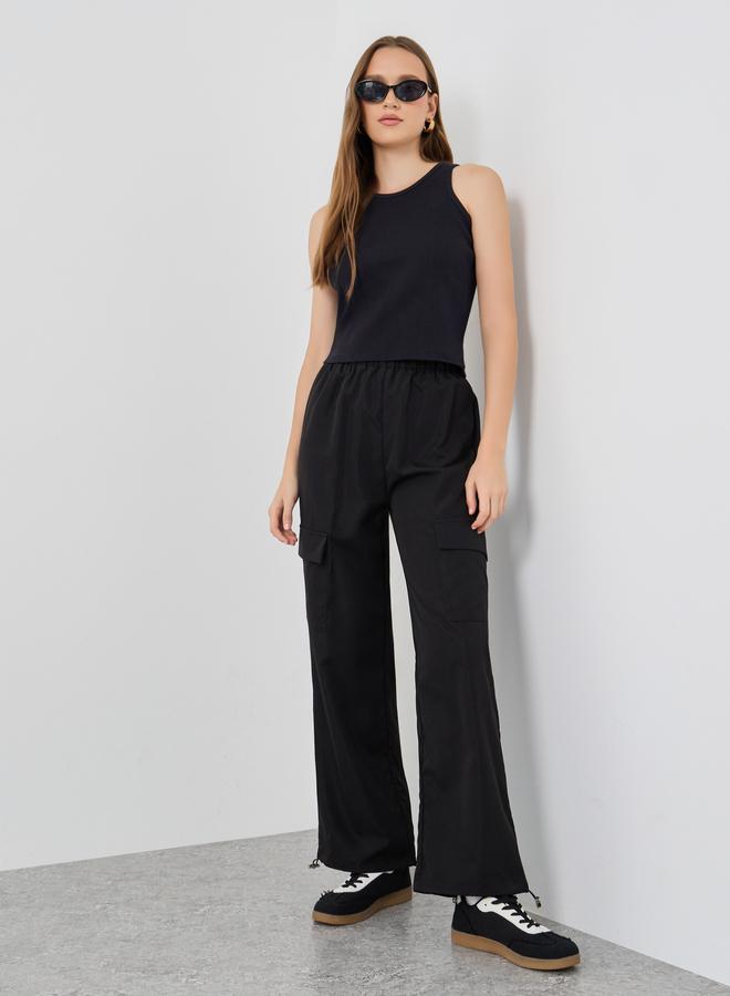 Take Two Take Two Solid Wide Leg Cargo Pockets Pants  - Image 1